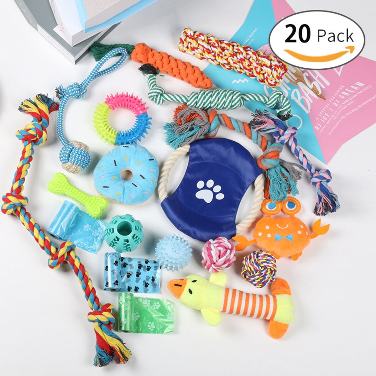 MASCO TODO - Set 20 Juguetes Mascotas Perro pelota dental, Cuerdas, Nudos
