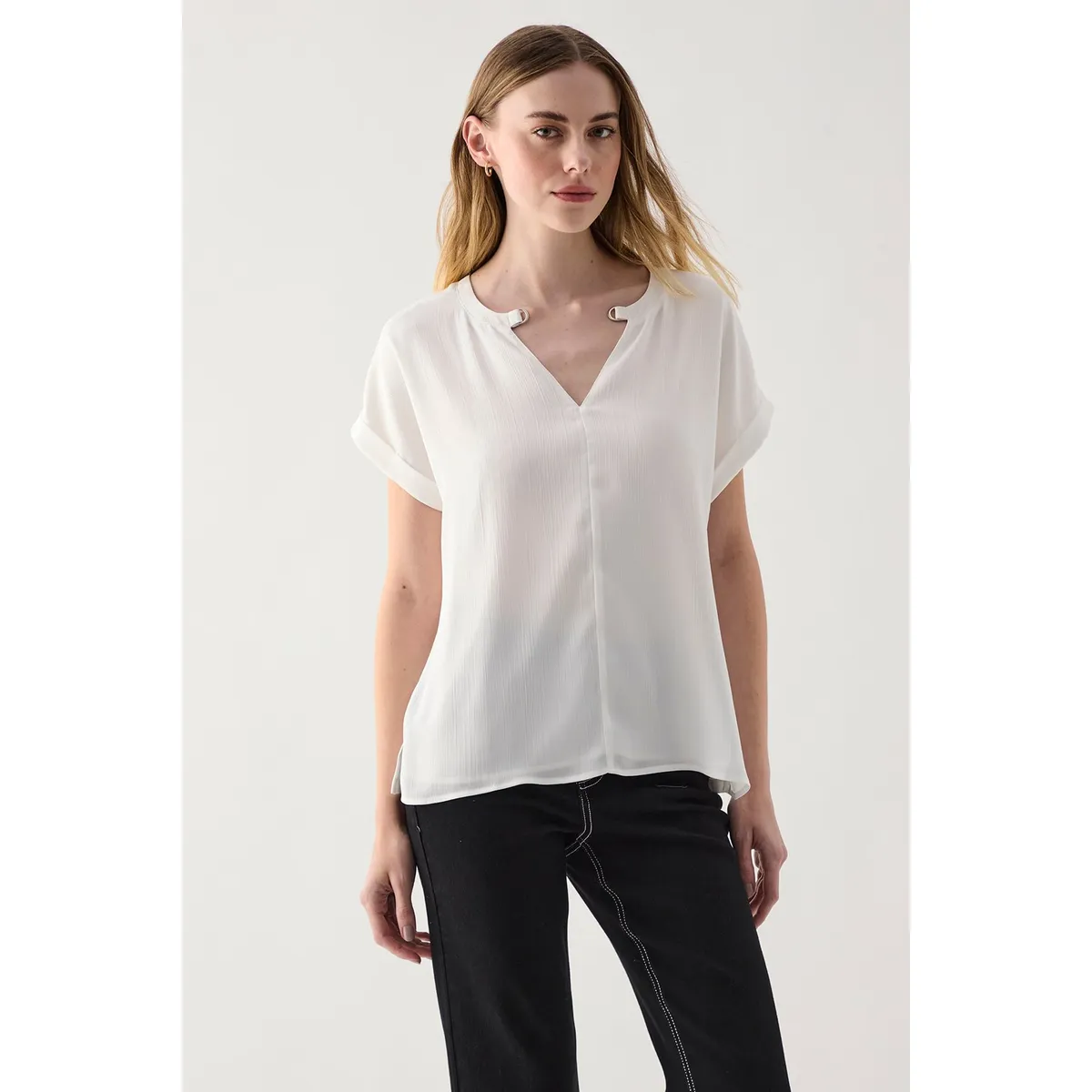 ASH - Polera Manga Corta Crudo Mujer Ash