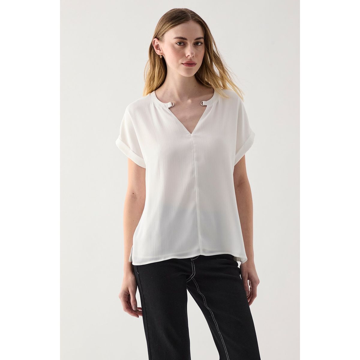 ASH - Polera Manga Corta Crudo Mujer Ash