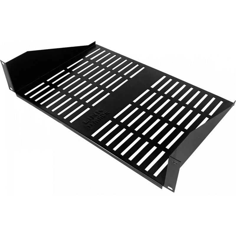 GENERICO - Bandeja Rack Ventilada Negra 2U 30cm Fondo Linkmade