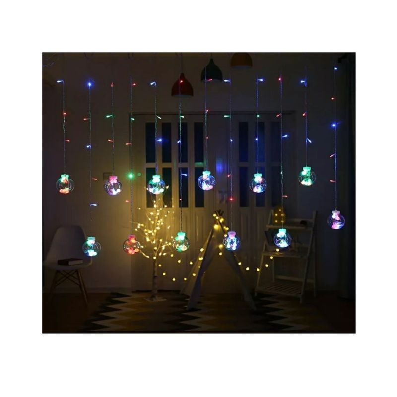 GENERICO - CASCADA NAVIDAD PELOTAS TRANSPARENTES CON LUCES MULTICOLOR INTERIORES