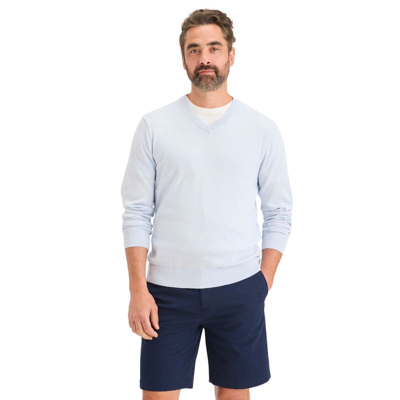 DOCKERS - Sweater Hombre V-Neck Regular Fit Celeste Dockers