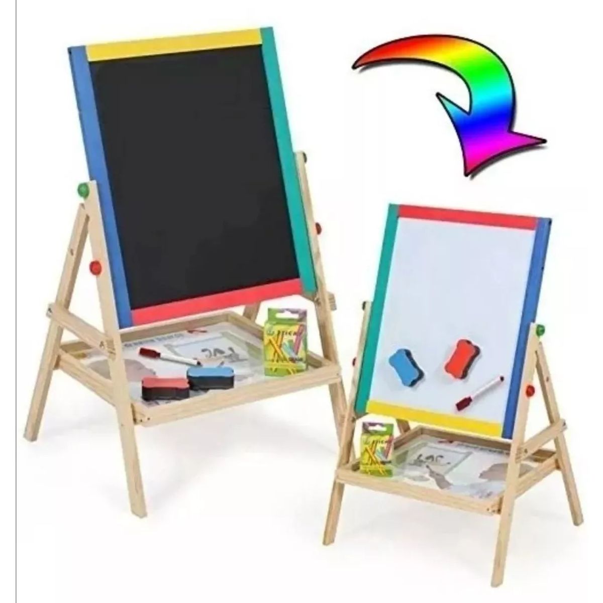 GENERICO - Pizarra Atril Para Niño Magnetica Doble tizaplumón Madera