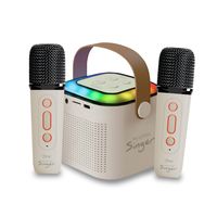 Mini Parlante Karaoke Infantil Con 2 Microfonos Inalambricos
