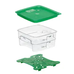 CAMBRO - RECIPIENTE GRADUADO CUADRADO POLICARBONATO 2 LTS CON TAPA VERDE Y DRENAJE