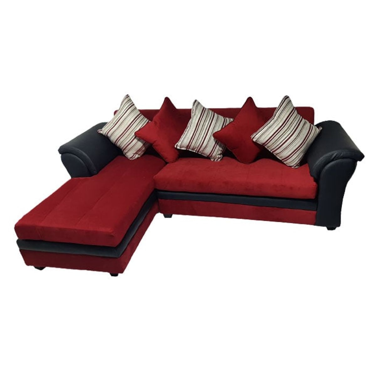 MUEBLERIA LATINA - ML SECCIONAL FELPA MUSTANG CHICO IZQUIERDO ROJO BRAZO PU ECOCUERO NEGRO