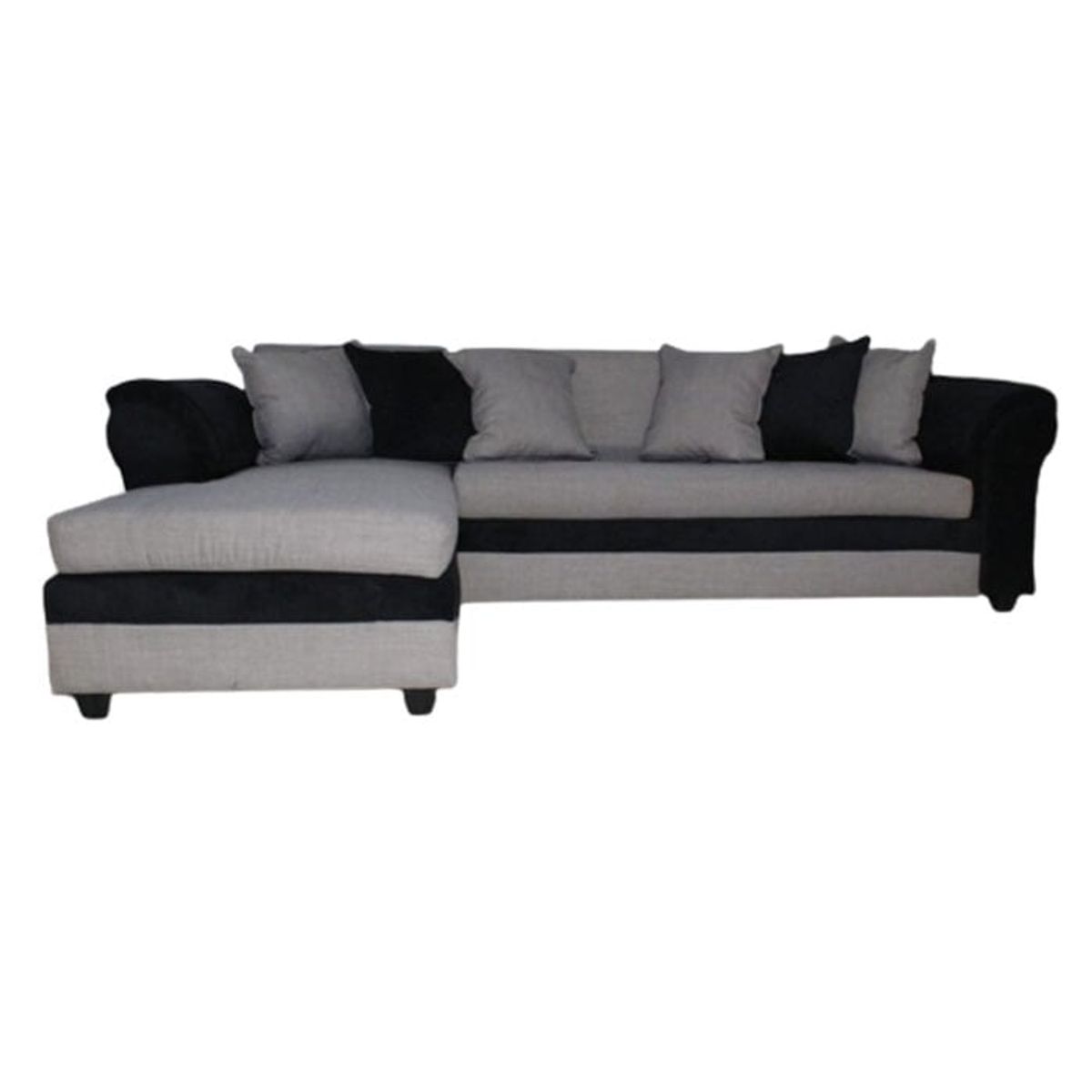 MUEBLERIA LATINA - ML SECCIONAL LINO MUSTANG GRANDE IZQUIERDO GRIS CLARO BRAZO FELPA NEGRO