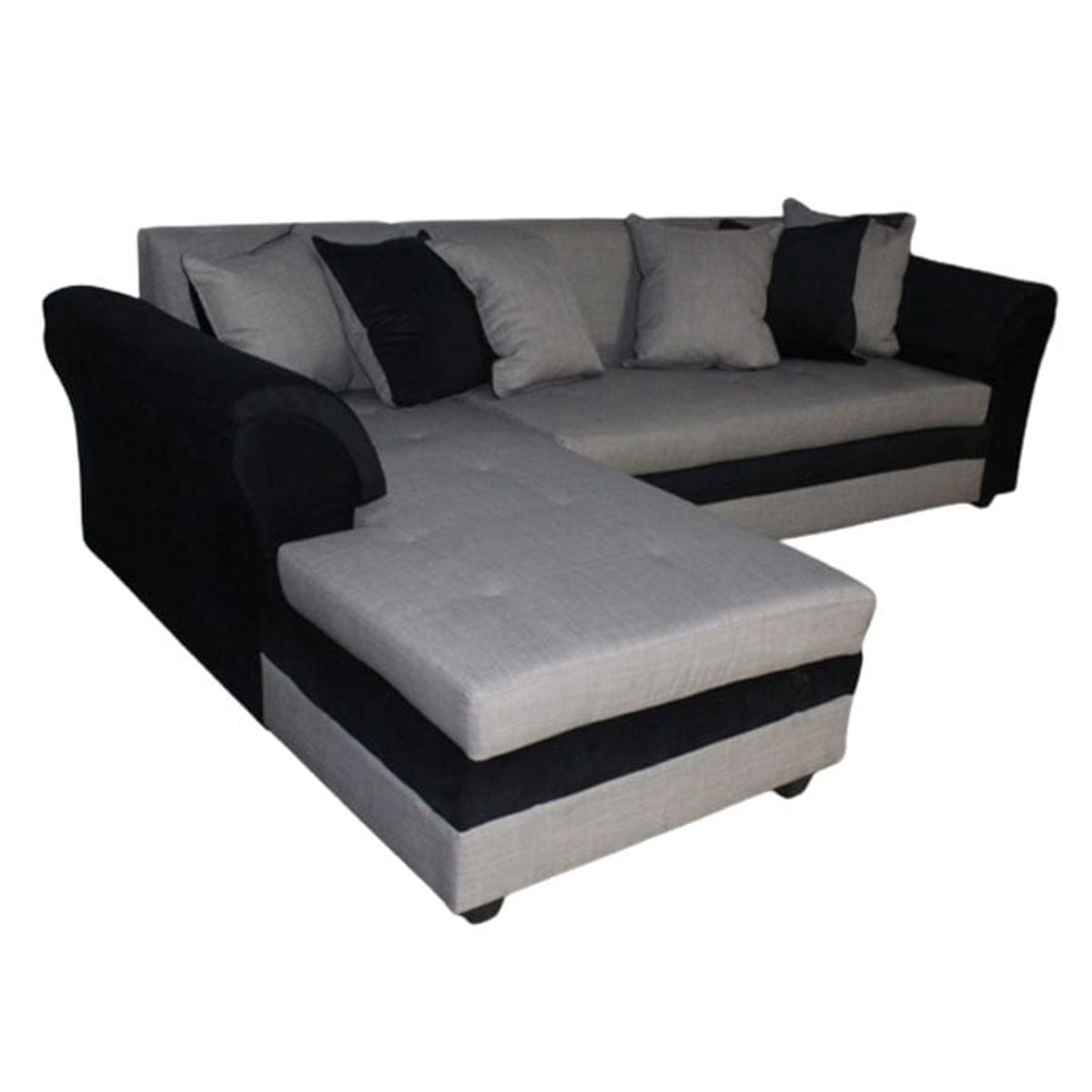 MUEBLERIA LATINA - ML SECCIONAL LINO MUSTANG GRANDE IZQUIERDO GRIS CLARO BRAZO FELPA NEGRO