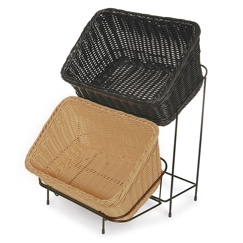 GENERICO - Set de 2 Canastos con Soporte de Exhibición Color Madera y Negro 235x33 Cm