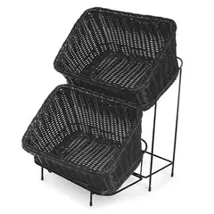 GENERICO - Set de 2 Canastos con Soporte de Exhibición Color Negro 235x33 Cm - Negro