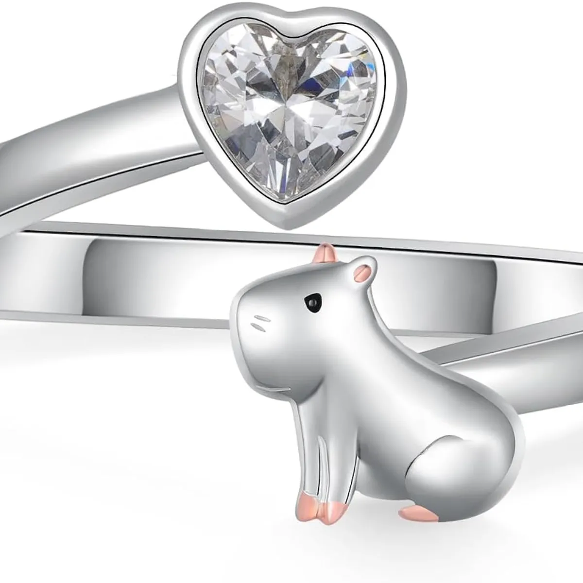 GENERICO - Anillo Capibara plata 925 ajustable mujer