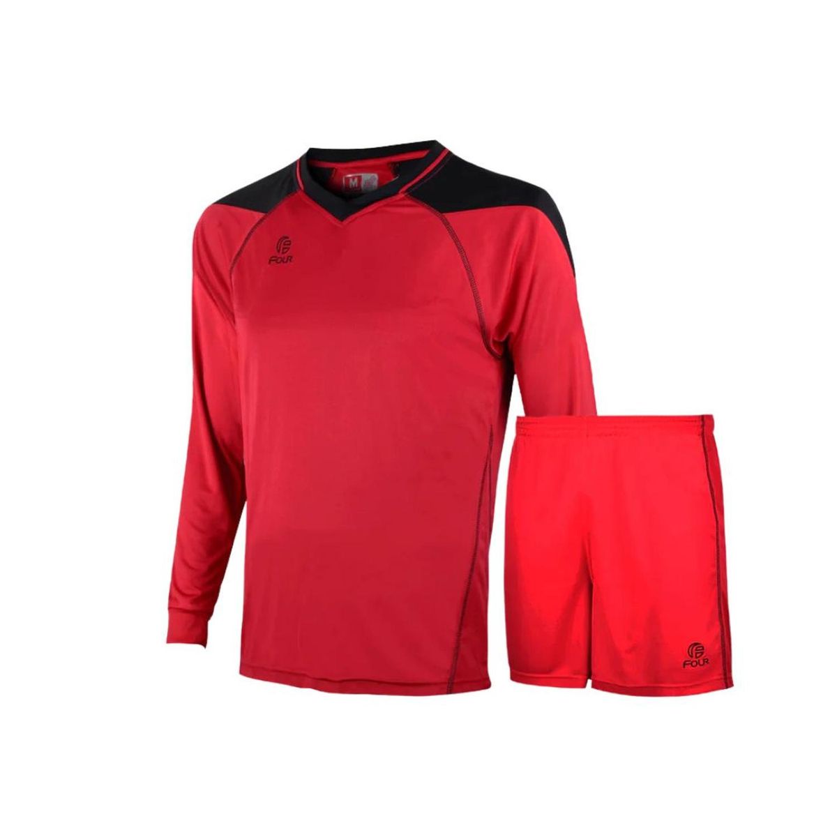 FOUR - Camiseta de Futbol Larga y Short - Rojo Negro - Four
