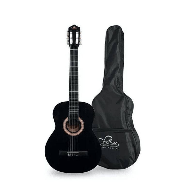SEVILLANA - Guitarra Acústica 34 Para Niños Sevillana Negra Con Funda
