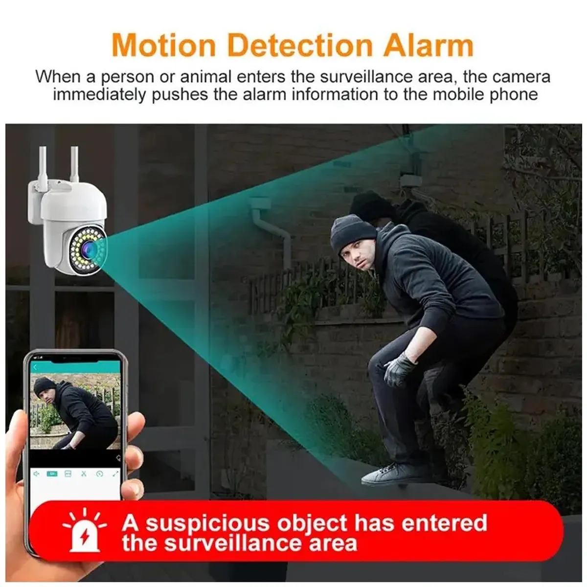 GENERICO - Cámara de Seguridad IP WiFi 1080P Visión Nocturna y Detección de Movimiento