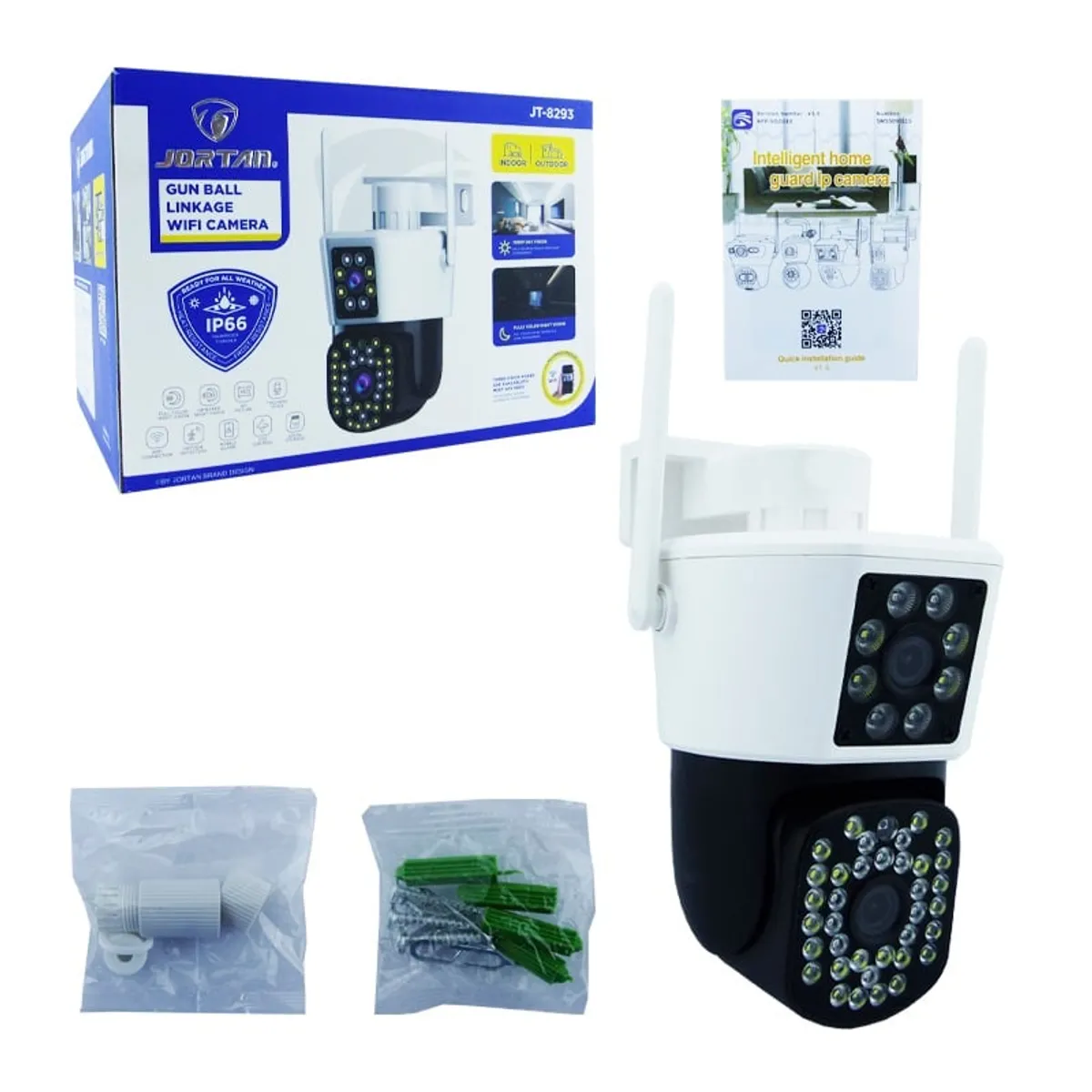 GENERICO - Cámara Vigilancia IP WiFi Doble Lente Visión Nocturna Seguridad Inteligente 247 Detección Movimiento