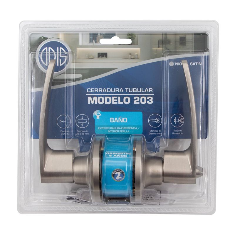ODIS - Odis Cerradura Tubular Con Manilla 203 Baño Níquel