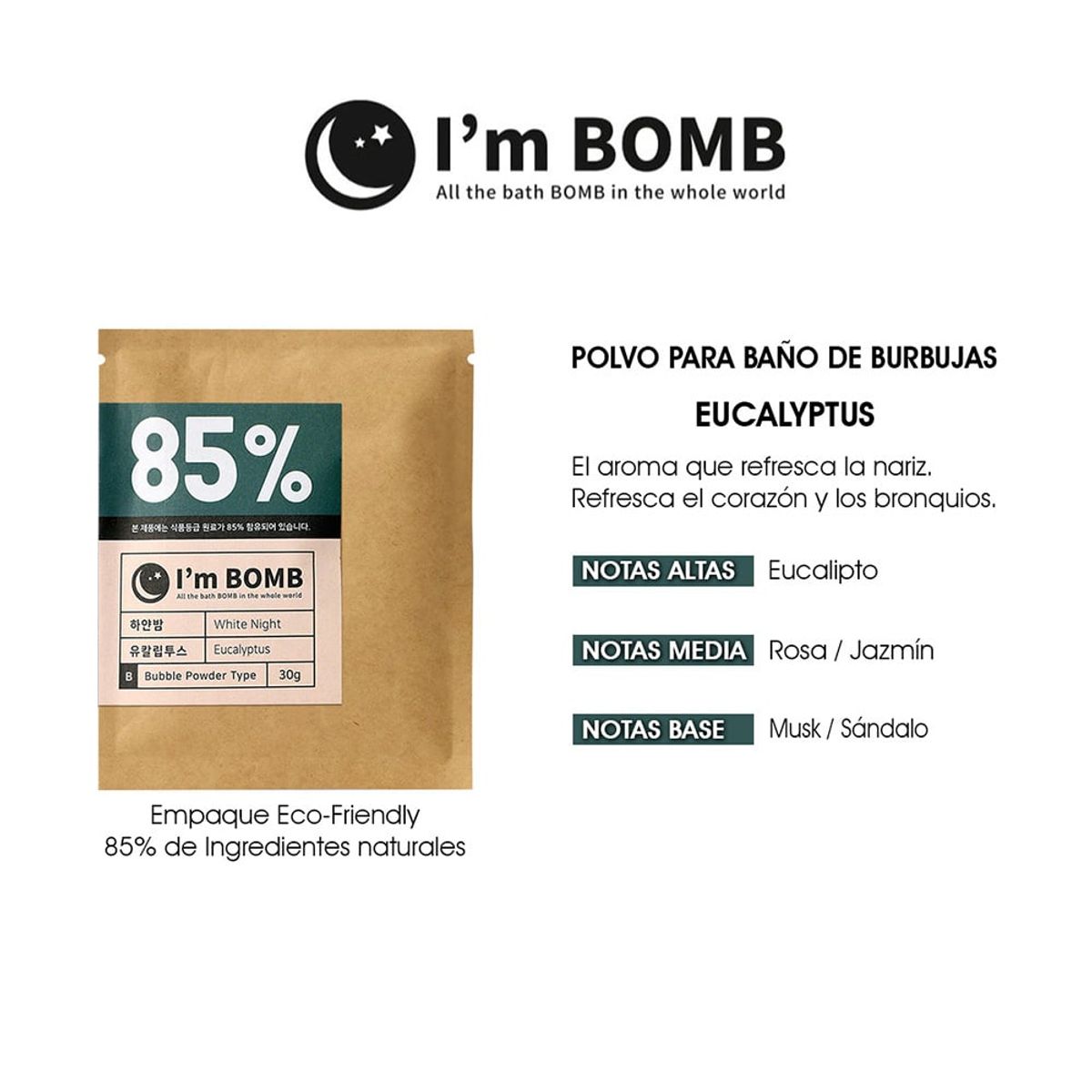 I'M BOMB - Burbujas De Baño En Polvo Eucalyptus 30g Im Bomb