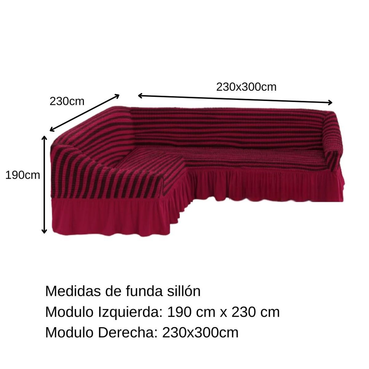 GENERICO - Funda Cubre Sillón Sofá Turco Tipo L Diseño Lineal
