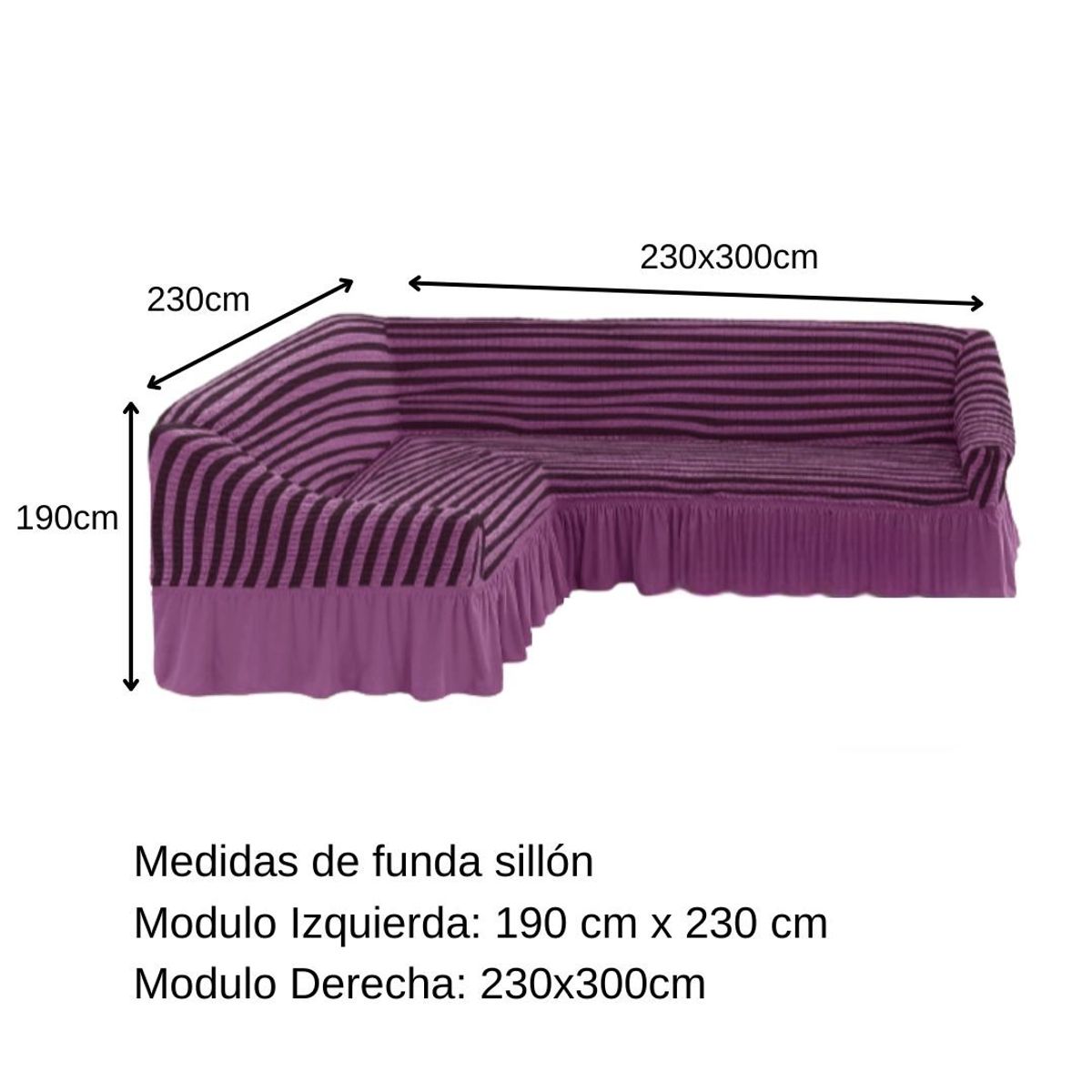 GENERICO - Funda Cubre Sillón Sofá Turco Tipo L Diseño Lineal