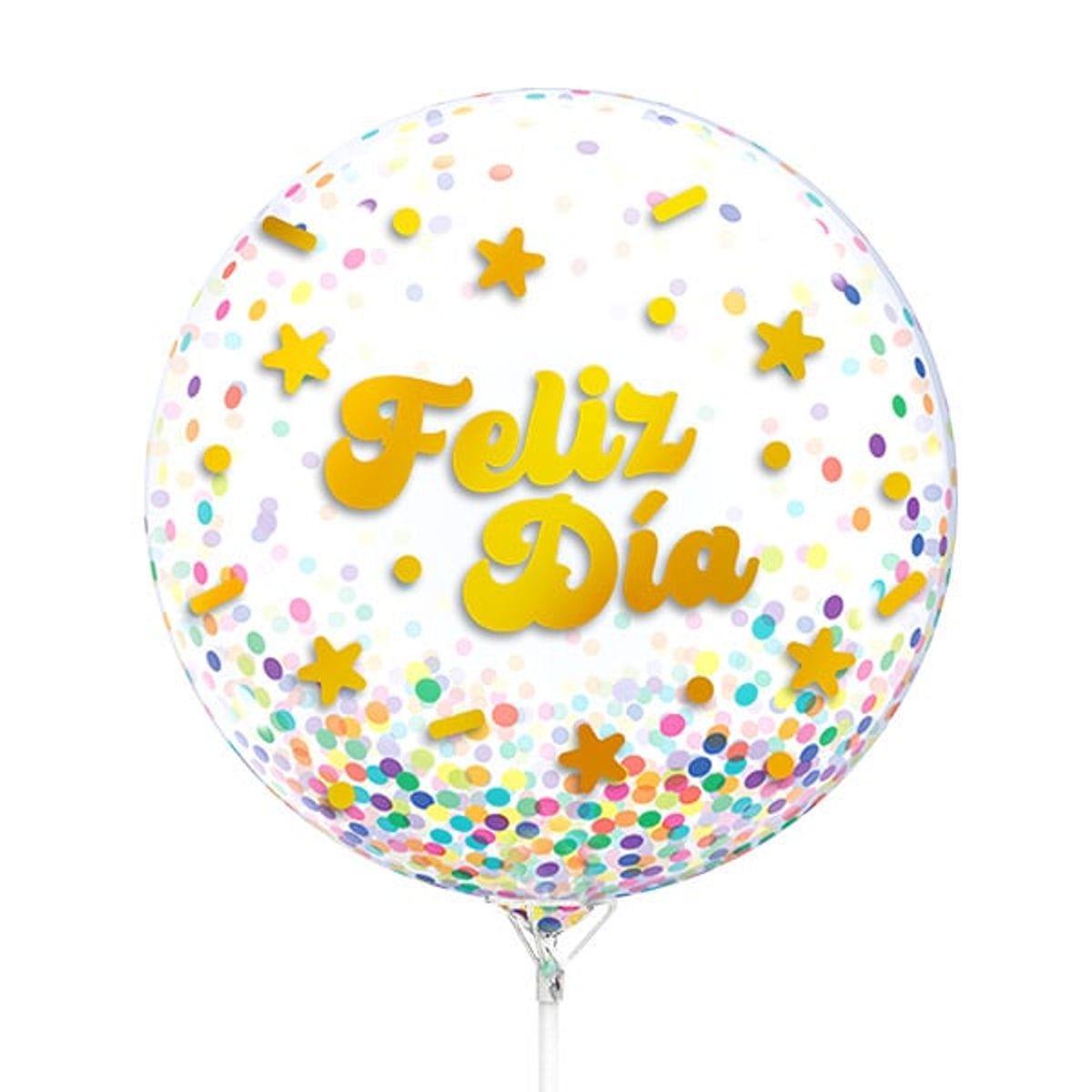 GENERICO - GLOBO BURBUJA CONFETTI FELIZ DIA X1 UNI
