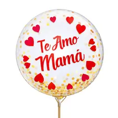 GENERICO - GLOBO BURBUJA CONFETTI TE AMO MAMA ROJO X1 UNI