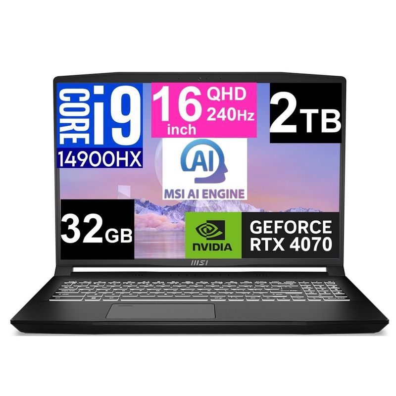 MSI - NOTEBOOK GAMER MSI CREATOR M16 16" QHD+ 2.5K 240HZ I9 14900HX SSD 2TB 32GB RTX 4070 MSI AI ENGINE