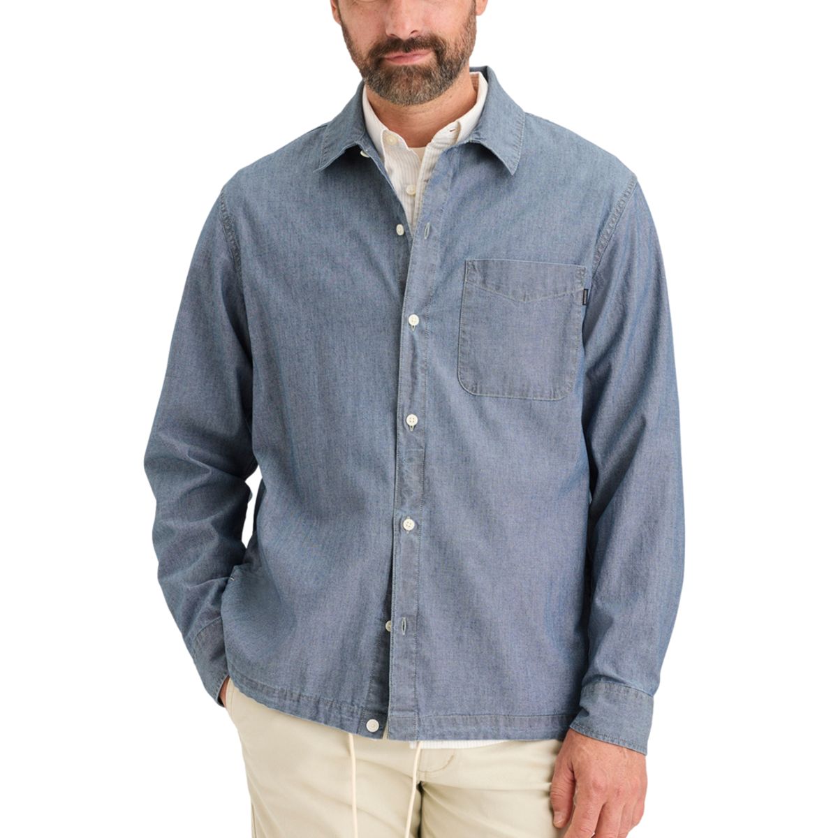 DOCKERS - Camisa Hombre Coach's Relaxed Fit Azul Dockers