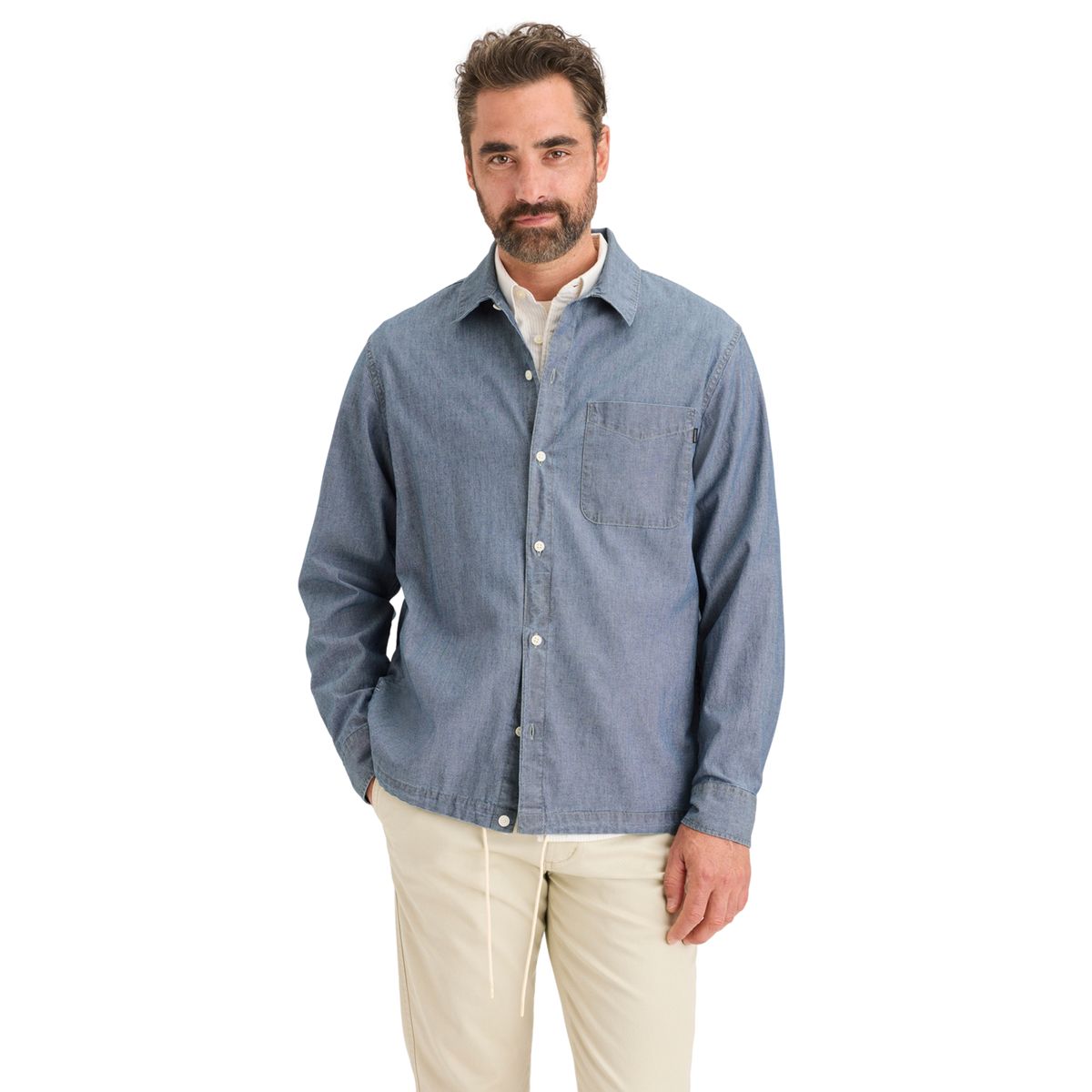 DOCKERS - Camisa Hombre Coach's Relaxed Fit Azul Dockers