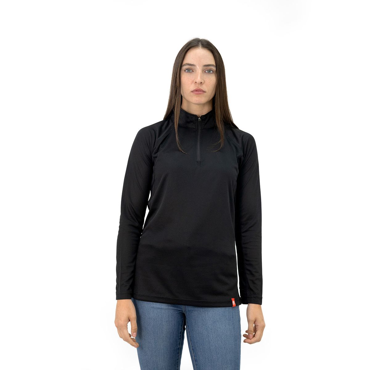 QUEBEC - Polera Quebec Half-Zip Negro Mujer
