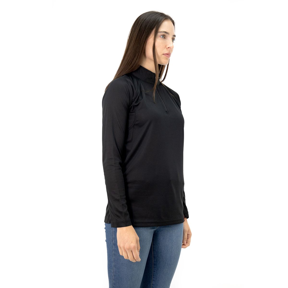 QUEBEC - Polera Quebec Half-Zip Negro Mujer