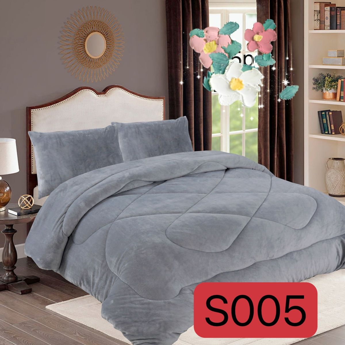 GENERICO - Cubrecama de Invierno Plush con Chiporro 2p Gris S005