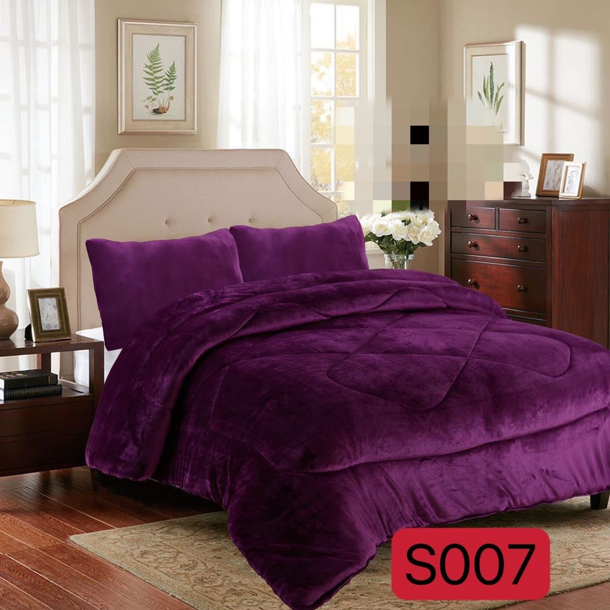 GENERICO - Cubrecama de Invierno Plush con Chiporro 2p Morado S007