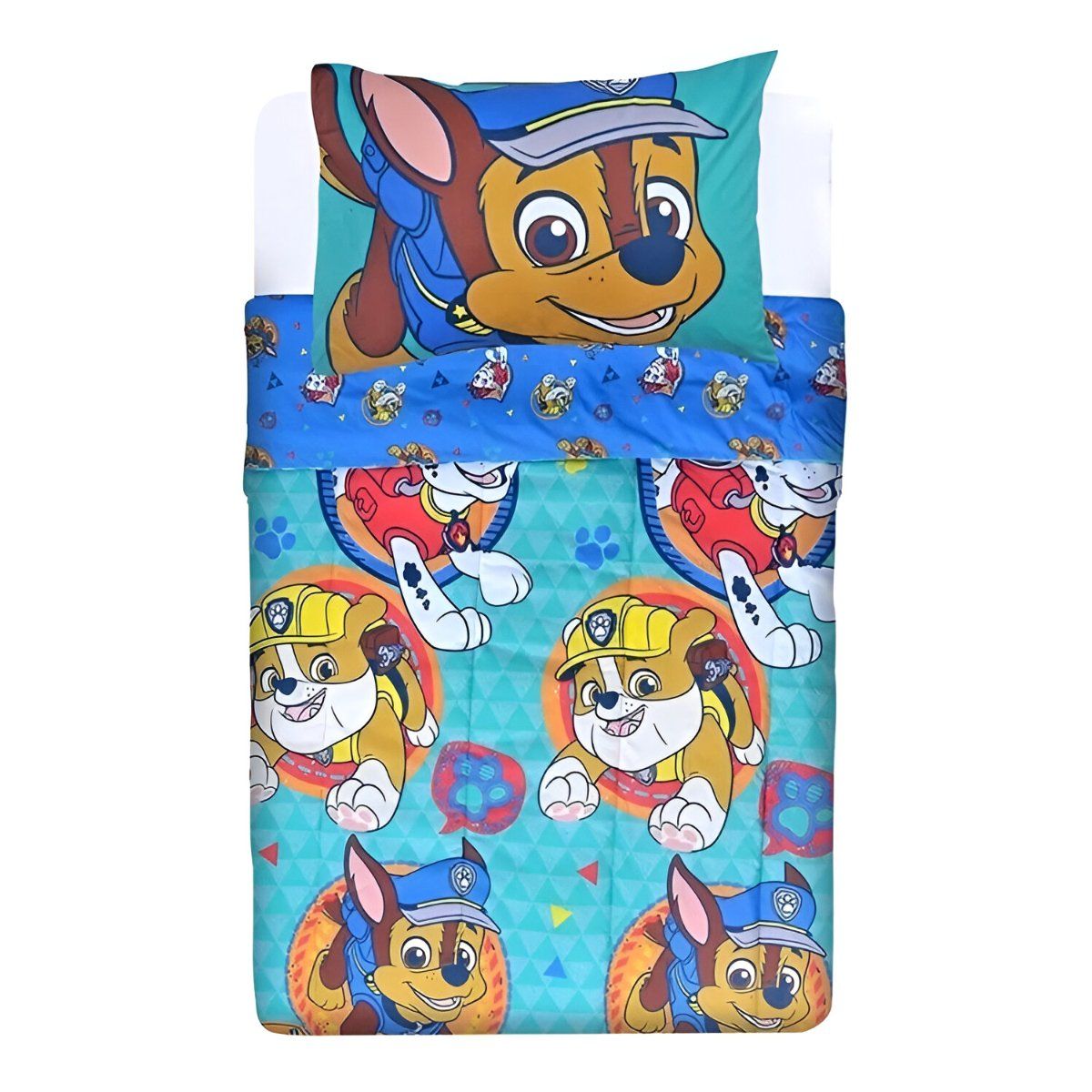 PAW PATROL - Plumón Reversible 1.5 Plazas Microfibra Paw Patrol Triángulo