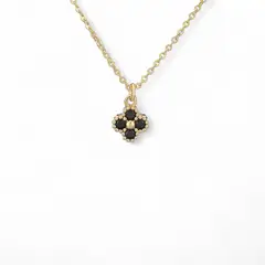 AMBAR - Joyas - Collar Clover Mini Negro Baño oro 18k