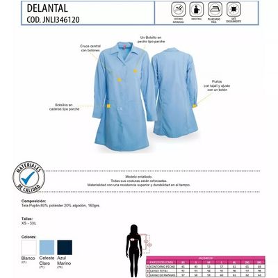 Imagen 2 del producto Delantal mujer blanco Industrial Institucional escolar