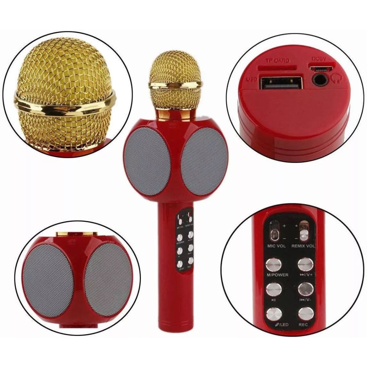 GENERICO - Micrófono Karaoke - Mini Corneta LED