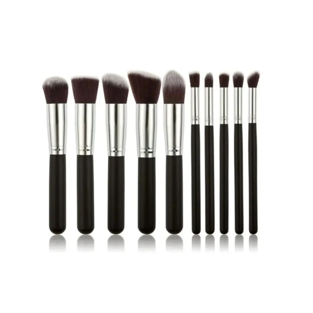 GENERICO - Set Brochas Maquillaje Profesional 10 Unidades Negro