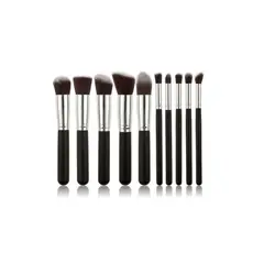 GENERICO - Set Brochas Maquillaje Profesional 10 Unidades Negro