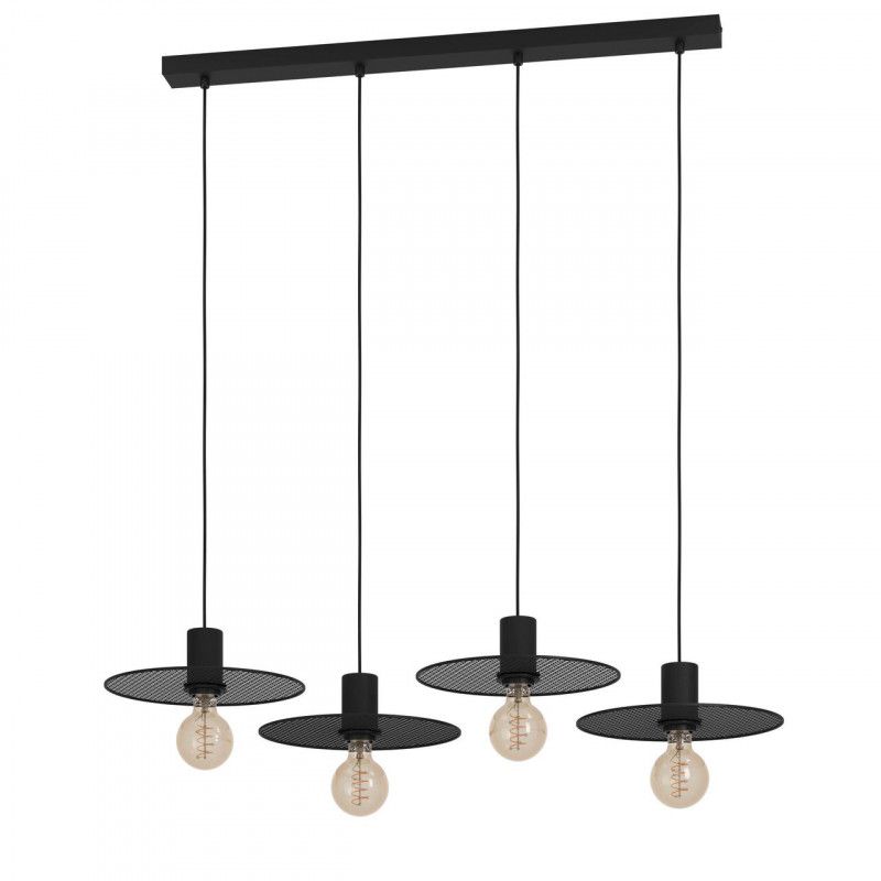 EGLO - Lámpara Colgante Ikeston Acero Negro E27 4X40W IP20 Cod43732