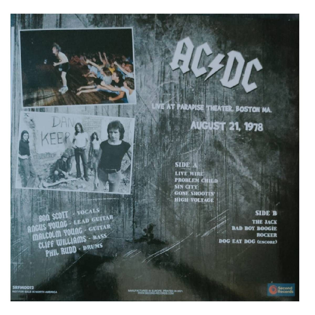 GRUPO LASER DISC - VINILO AC/DC/ LIVE AT PARADISE THEATER BOSTON 1978 1LP