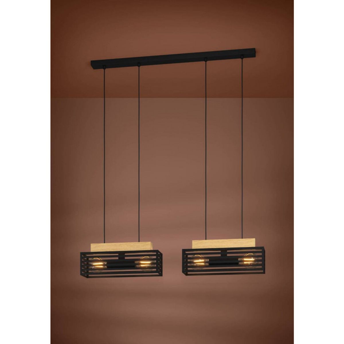 EGLO - Lámpara Colgante Cidraz Acero Café oscuro E27 4X40W Cod390164