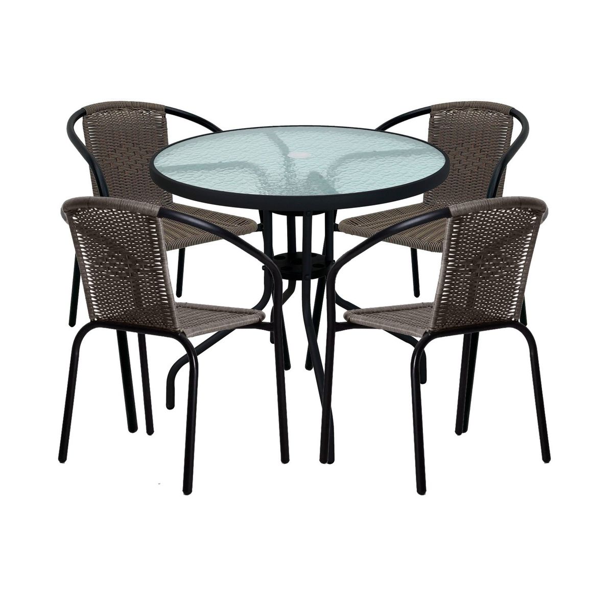 GENERICO - Juego terraza comedor 5 piezas ratan cafe oscuro Bighouse