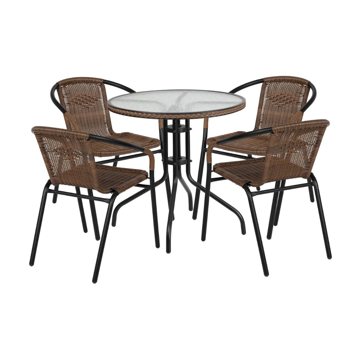 GENERICO - Juego terraza redondo 5 piezas simil ratan cafe Bighouse