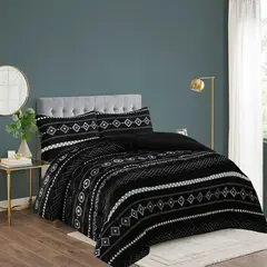 GENERICO - Cubrecama de Invierno Plush con Chiporro 2p Negro con Diseño F172