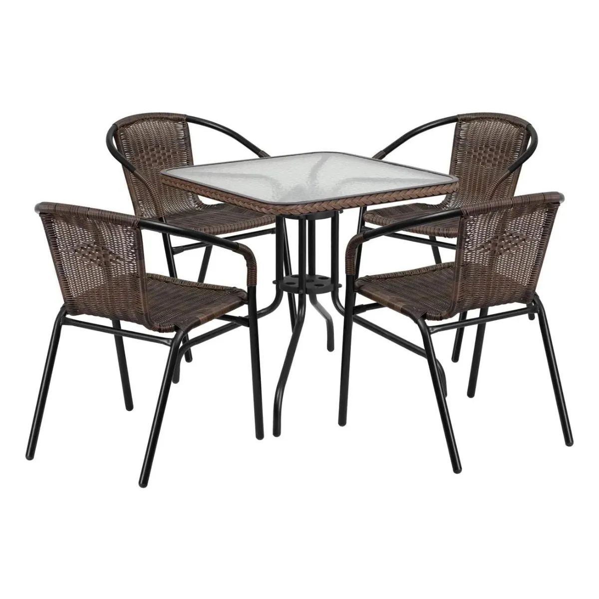 GENERICO - Juego terraza comedor cuadrado 5 piezas simil ratan Bighouse