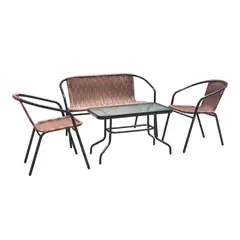 GENERICO - Juego terraza living 4 personas simil ratan Bighouse