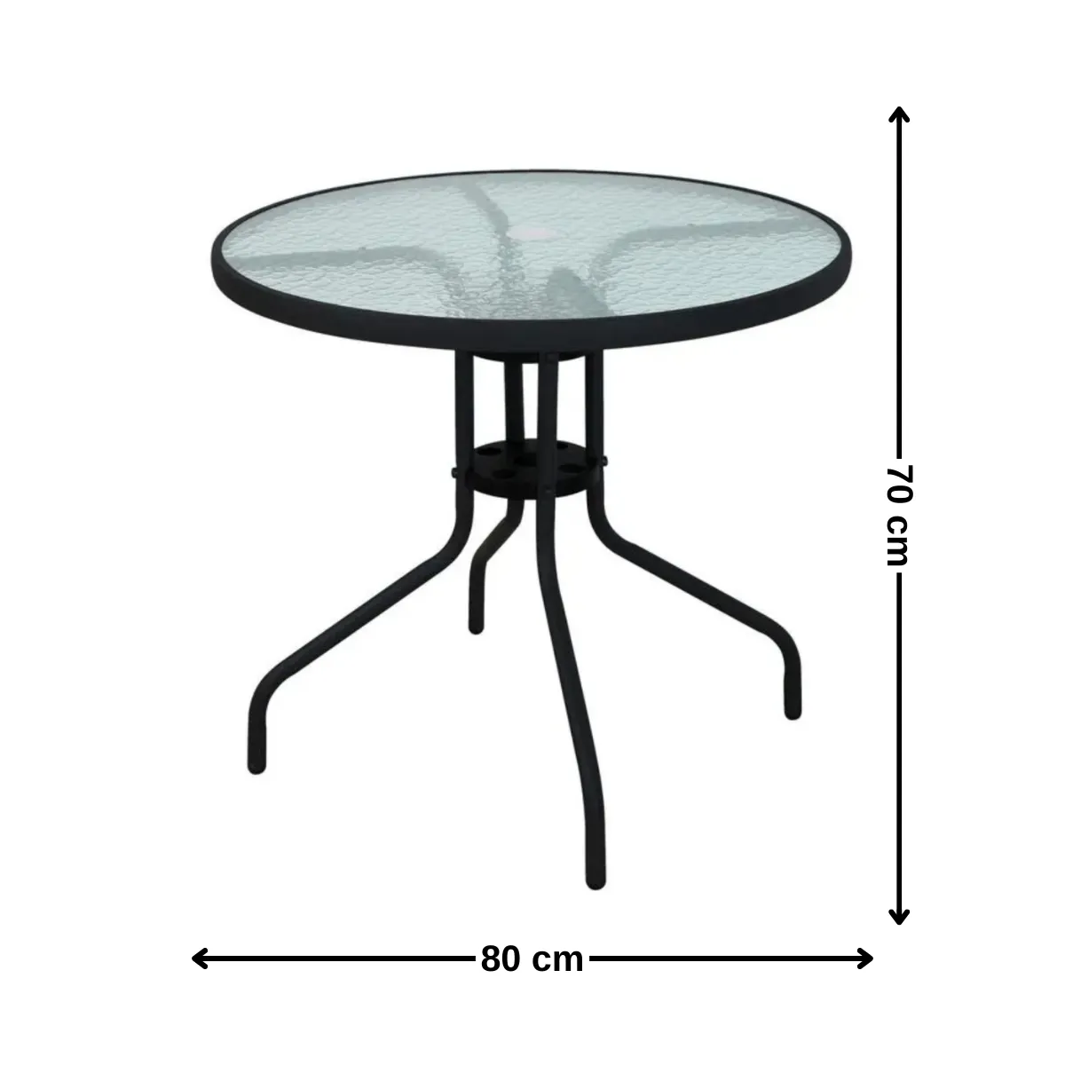 GENERICO - Mesa terraza redonda 80x70cm borde negro Bighouse.