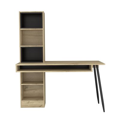 Imagen 2 del producto Escritorio Con Biblioteca + 2 Repisas Café Claro y Negro 152x130x59.9 cm…