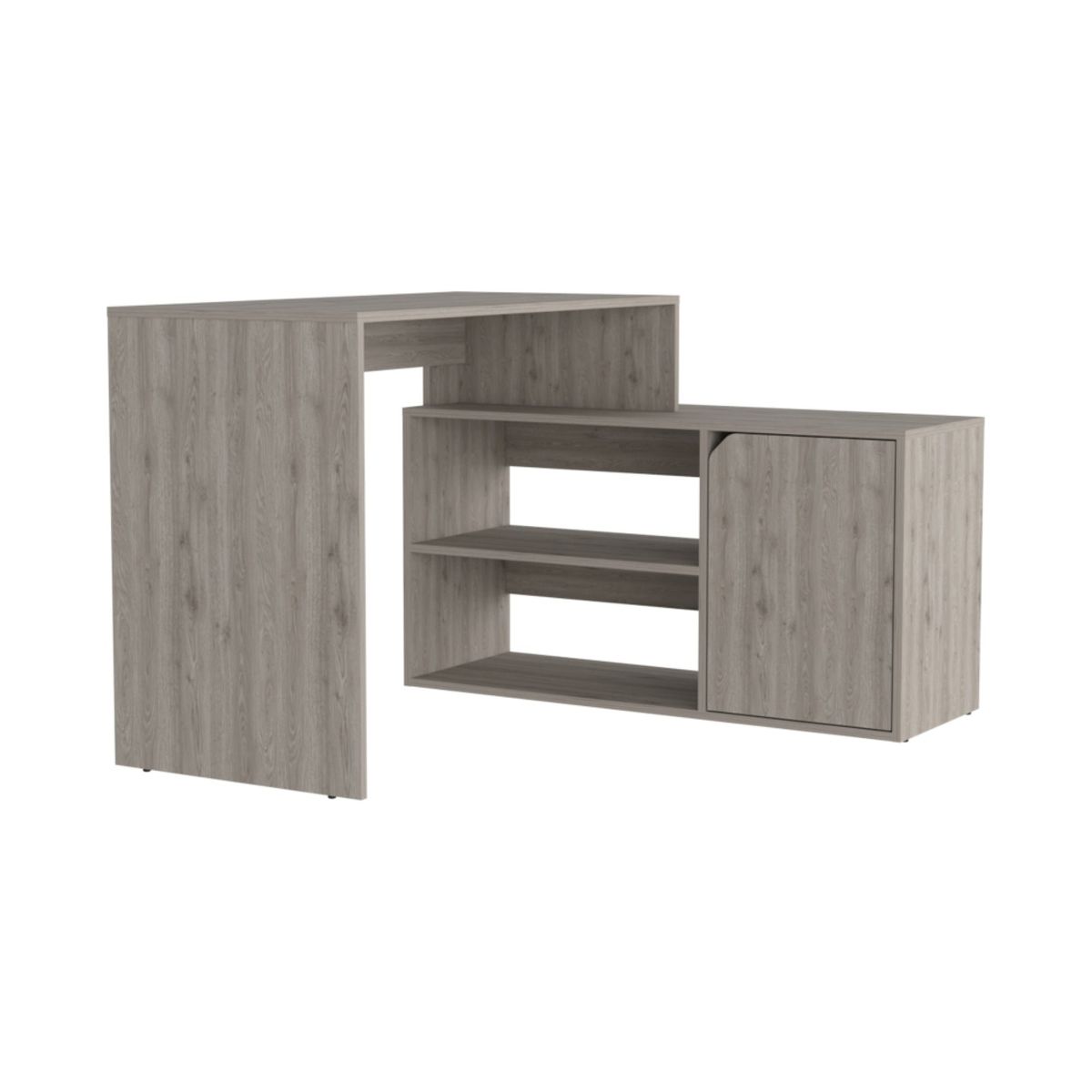FMFURNITURE - Escritorio En L con 1 Puerta - Gris 73.6x116.6x100 cm