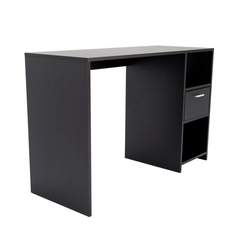 FMFURNITURE - Escritorio 1 Cajon 2 Repisas Negro 73x110x43.6 cm